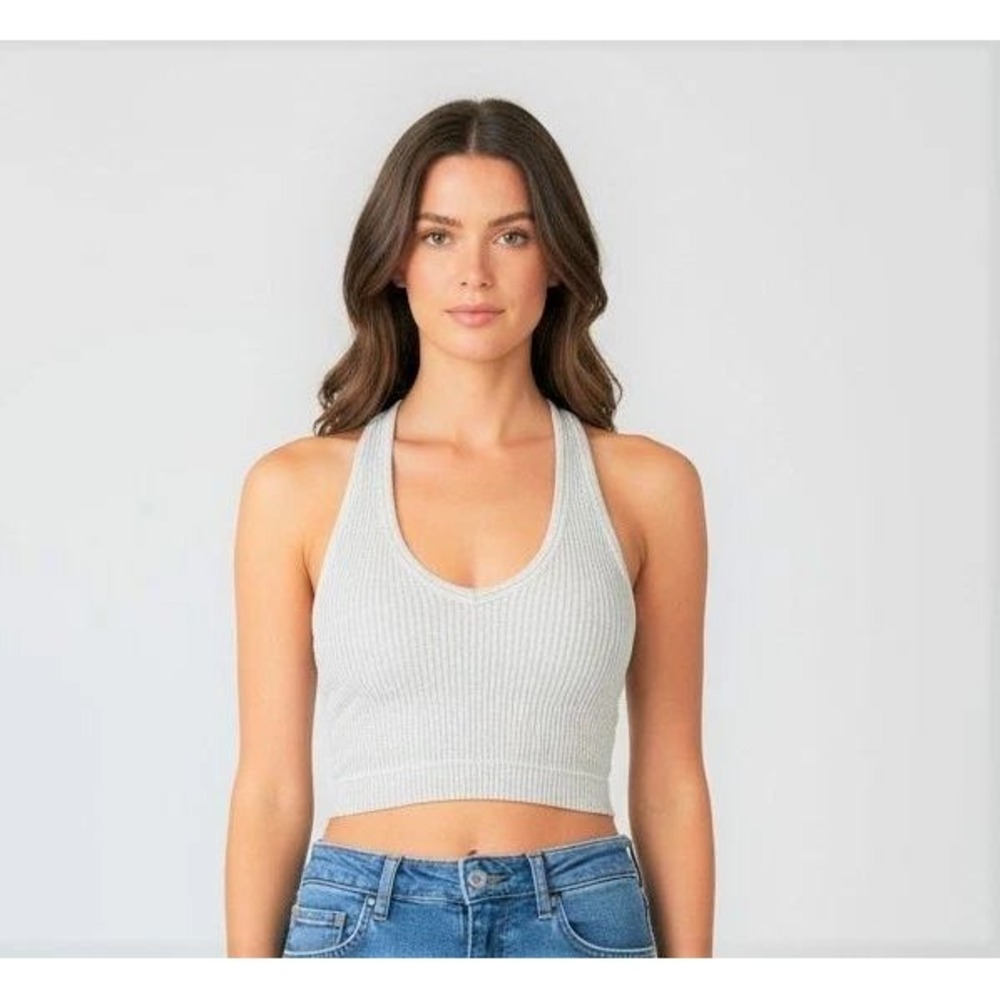 ZENANA BRAMI RIBBED PADDED ASH MOCHA RACERBACK SIZE S/M TANK TOPβ NWT